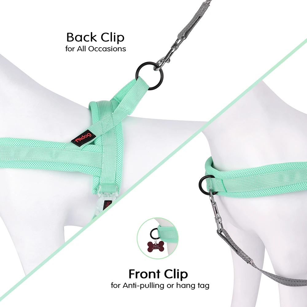 Arnés suave sin tirones para perros, arneses de nailon para cachorros Pitbull, chaleco acolchado para mascotas, ajustable para perros pequeños, medianos y grandes, Chihuahua Pug - imagen 4