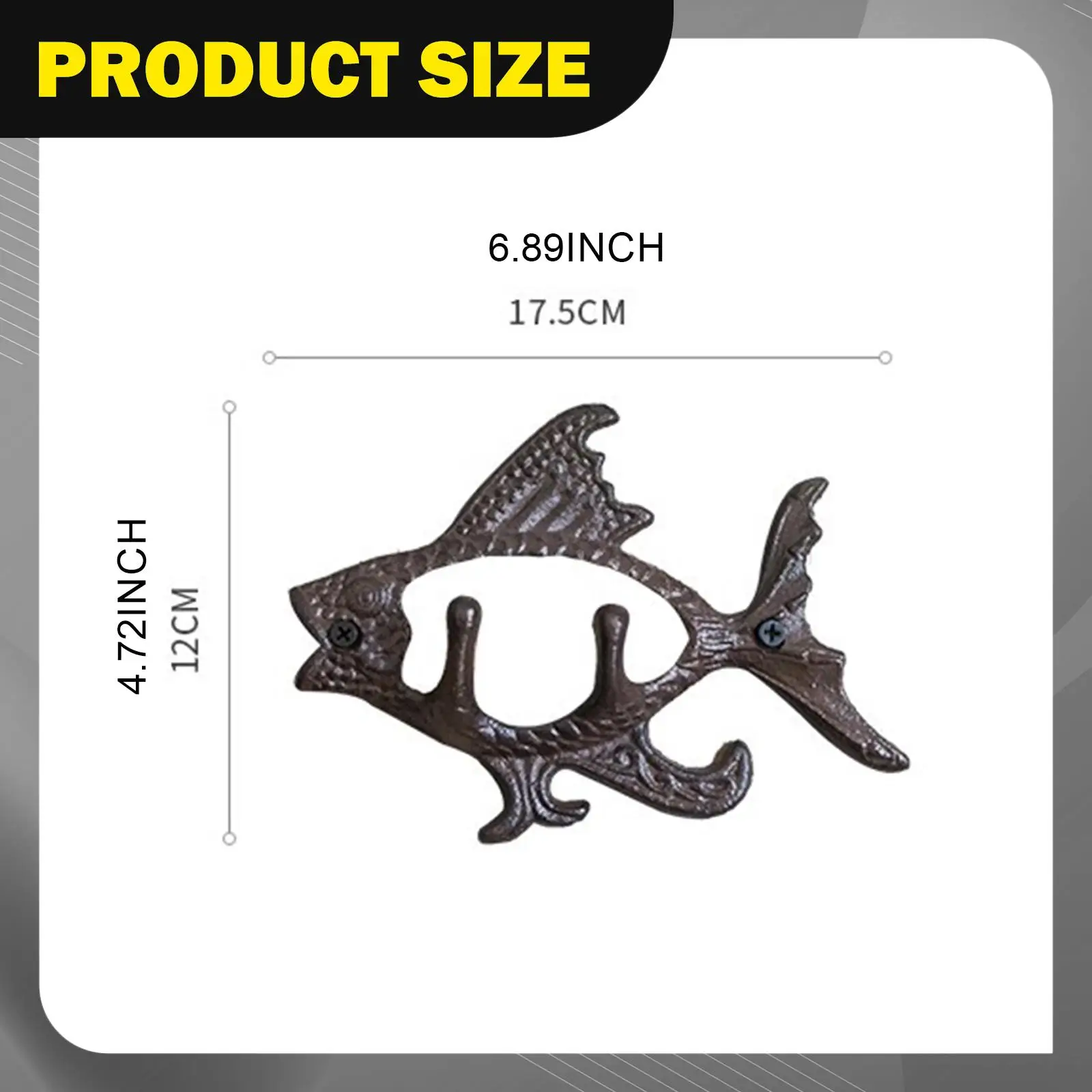 Fish Wall Hanger Iron Creative Animal Statue,Hat Holder Coat Hook Home Decoration for Office Dorm Home Dining Room Birthday Gift