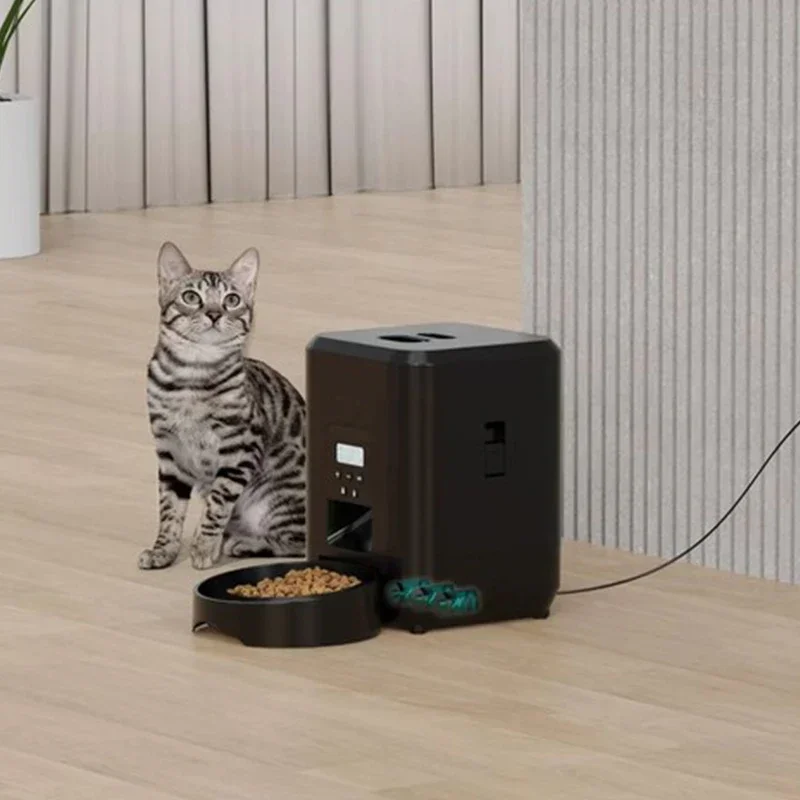Alimentador automático para mascotas con botón pulsador USB, alimentador inteligente para gatos, alimentador lento para perros con temporizador, suministros para mascotas, tazón de comida, 2L - imagen 4