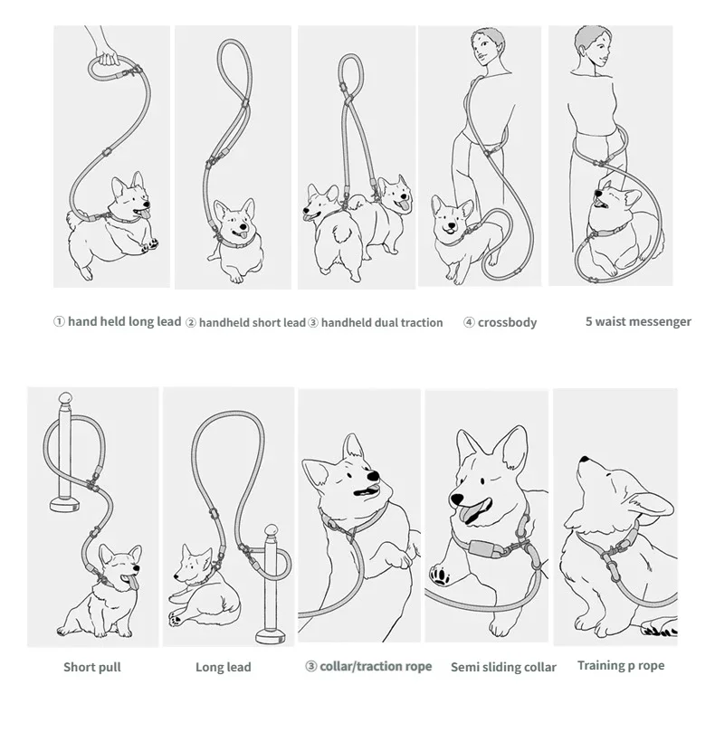 Combo de Collar y correa para perro, patrones bohemios, doble Clip, correa para perro, Collar ajustable para exteriores, correa para caminar y entrenar para mascotas - imagen 4