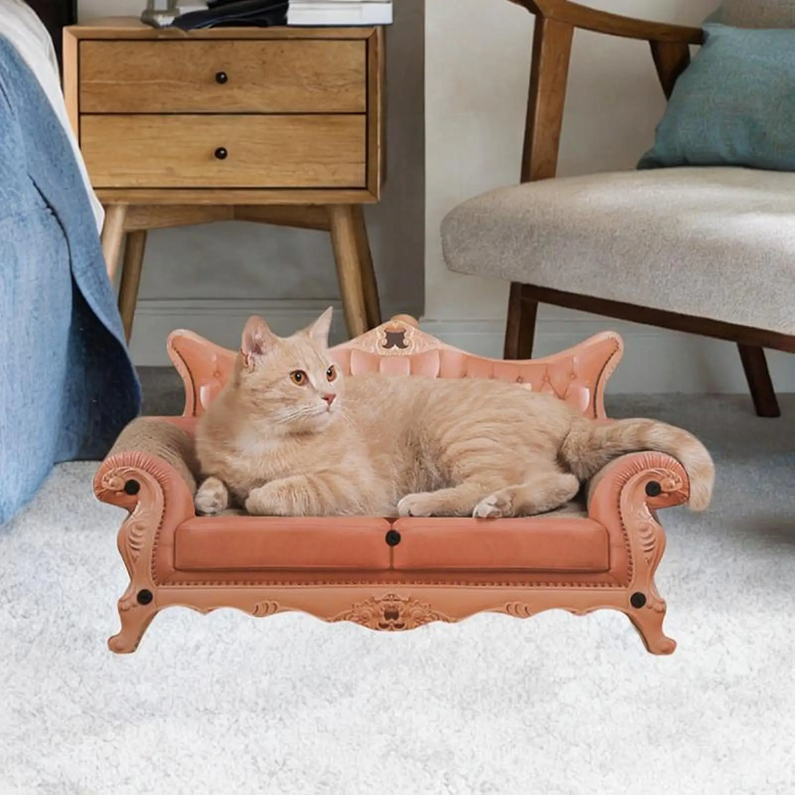 Cat Scratcher Sofa,Scratching Lounge Sturdy,Cat Lounge,Resting Furniture Protecter Luxury Scratching Pad Corrugated Cardboard