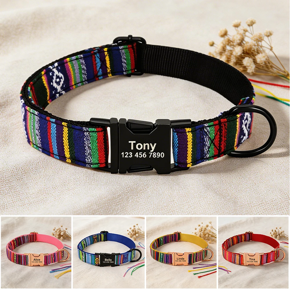 Collar de nailon personalizado para perros con grabado de nombre - imagen 2