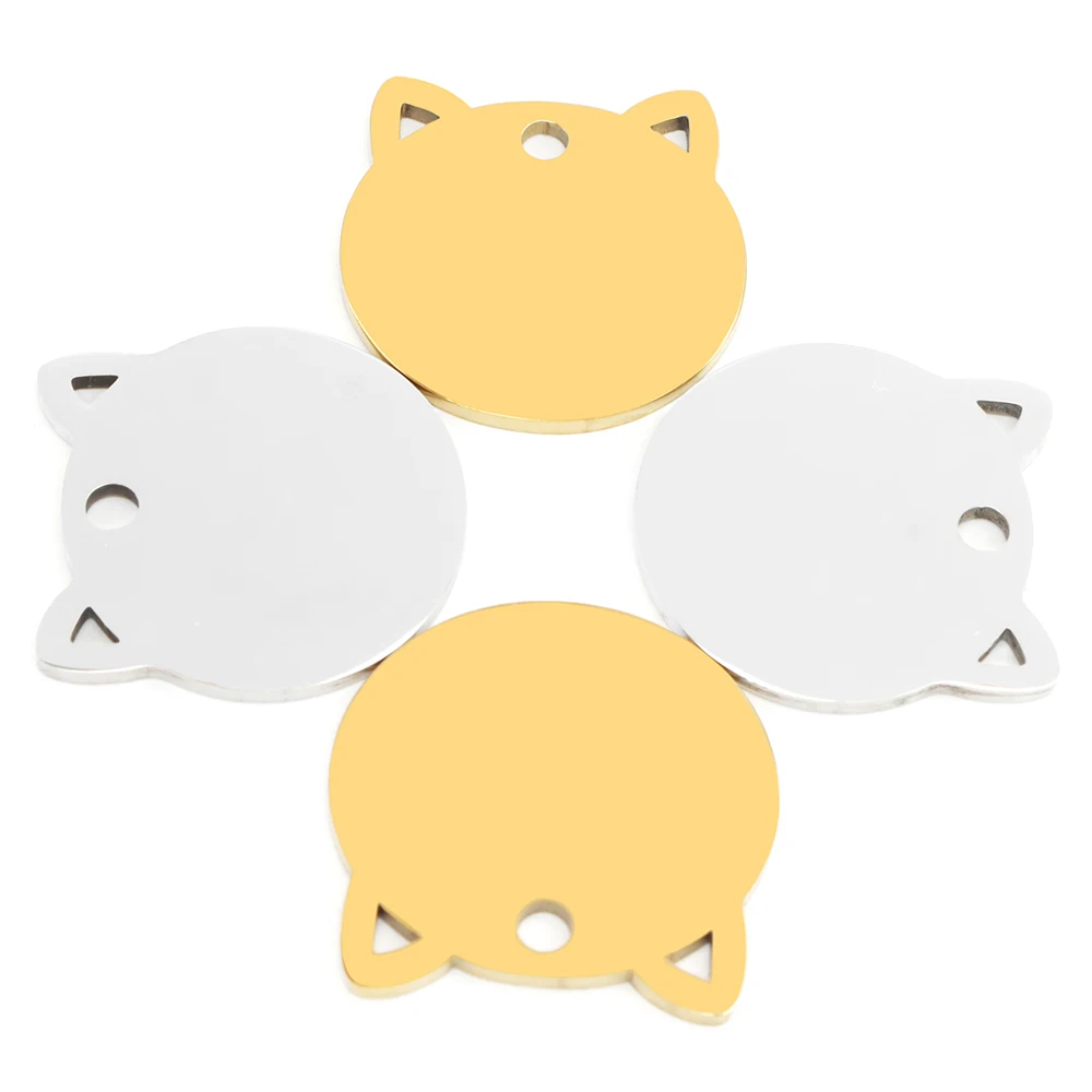 100 Uds. Etiqueta de acero inoxidable personalizable personalizada para mascotas grabado láser etiqueta de identificación antipérdida Collar de gato accesorios colgantes - imagen 5