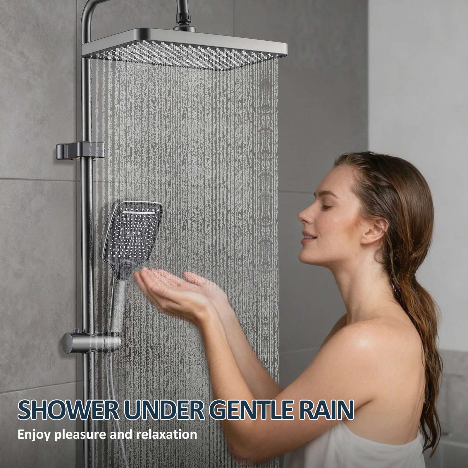 Juego de grifería de baño Caño plegable 180 °   caño giratorio Estilo minimalista premium Incluye columna de ducha y cabezal de ducha - imagen 3