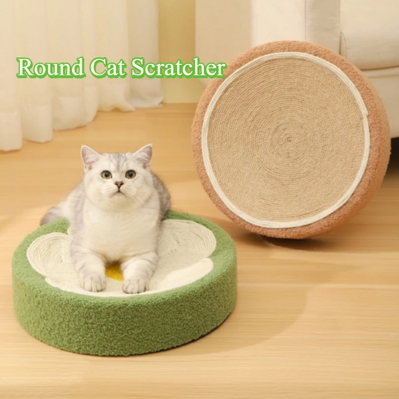 Almohadilla rascadora para gatos 2 en 1, tablero rascador redondo de tejido de Sisal para gatos de interior, juguete duradero para moler las garras, juguete de entrenamiento para mascotas