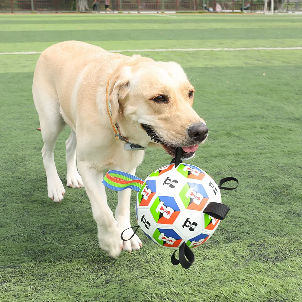 Pelota de fútbol para perros resistente con cuerda tira y afloja - imagen 2