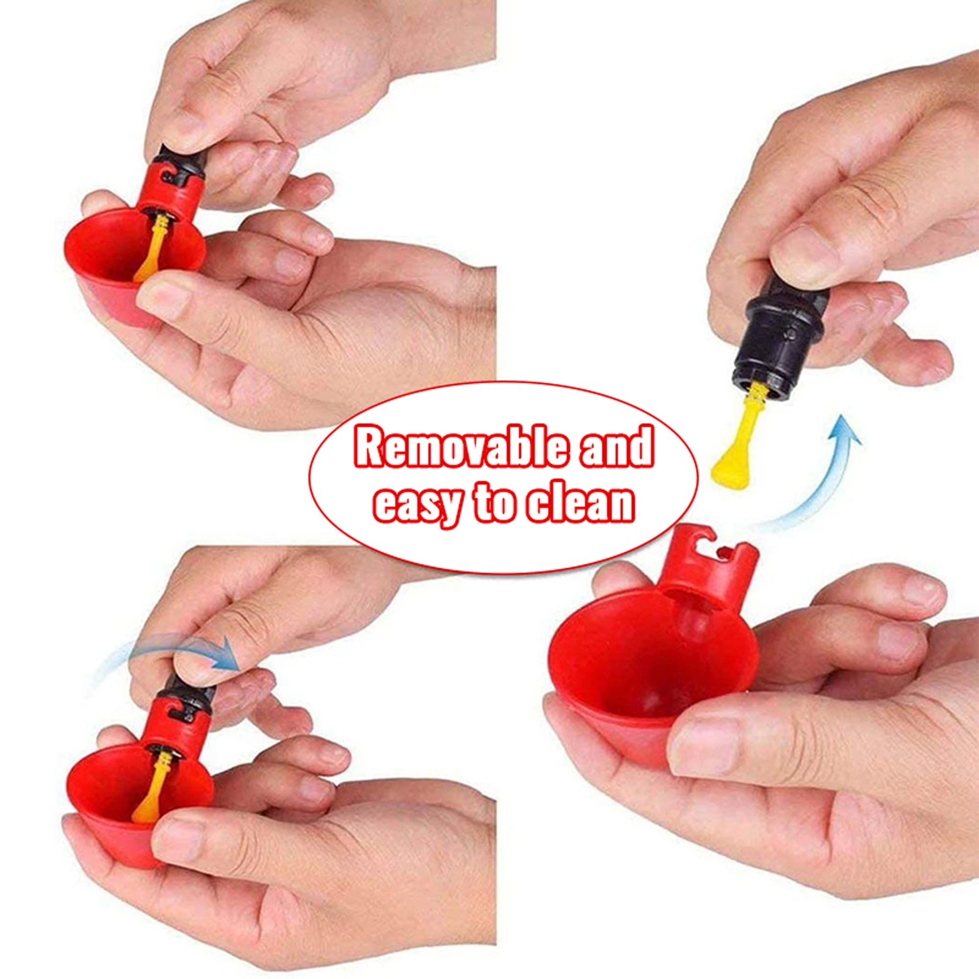 10 Uds. Cuenco automático para pollos, pato, ganso, codorniz, alimentador de agua, granja, aves de corral, gallinero, bebedero, tazas para beber, fácil instalación