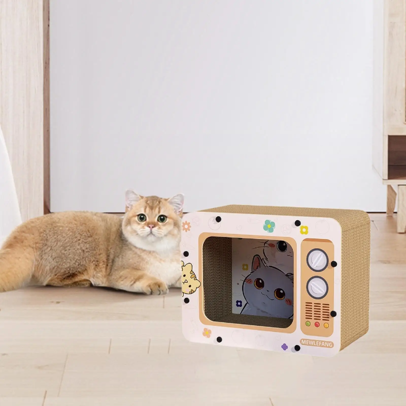 Cat Bed for Indoor Cats Large Condo Cave TV Designed Pet Toy Cat Scratcher