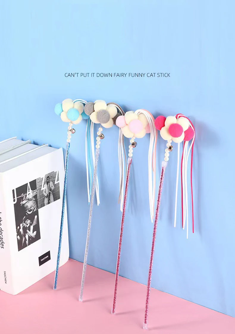 Palo de juguete divertido para gato, cinta de plumas, resistente a las mordeduras, con campana, varita de bailarina - imagen 5