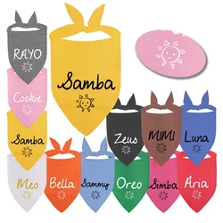 Pañuelos para perros personalizados, babero Triangular para Gato, bufanda con patrón de sol, Collar, nombre, identificación, artículos para mascotas, accesorios maravillosos