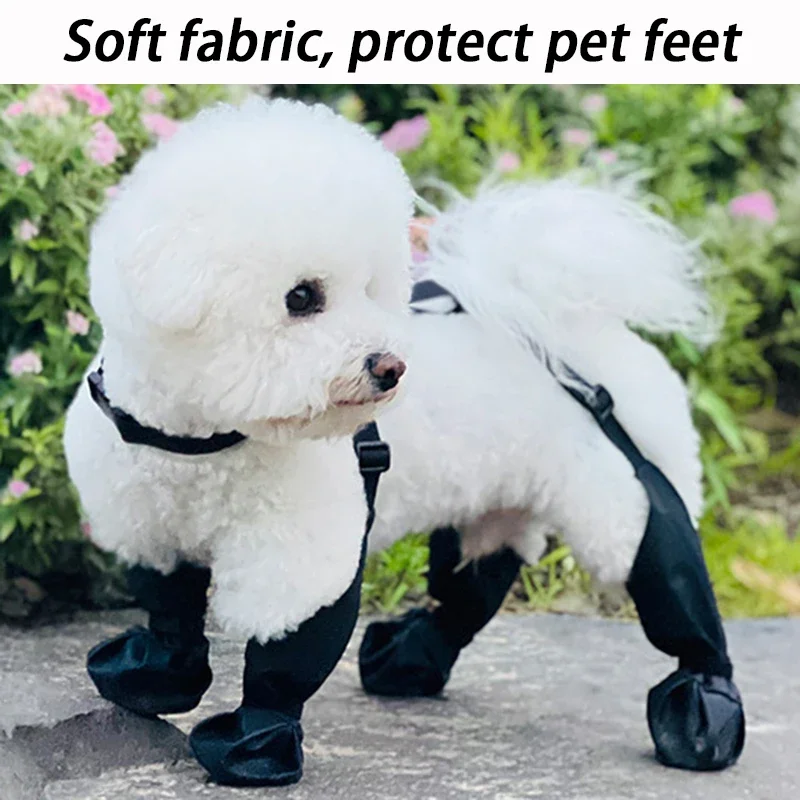 Zapatos impermeables para perros al aire libre, zapatos antideslizantes para caminar de razas grandes, Protector de lluvia, botas a prueba de polvo, suministro de cubierta suave pequeña para perros - imagen 4