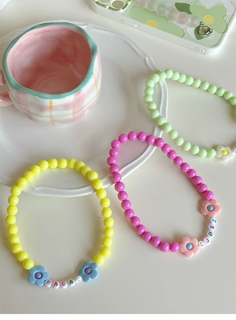 Collar de cuentas de flores de oso de color personalizado con nombre de gato y perro, accesorios para mascotas - imagen 5