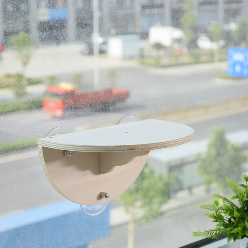 Marco de escalada de madera para gatos, hamaca para gatos con balcón, columpio colgante para mascotas, ventosa de madera para tomar el sol, nido para mascotas sin perforaciones - imagen 3