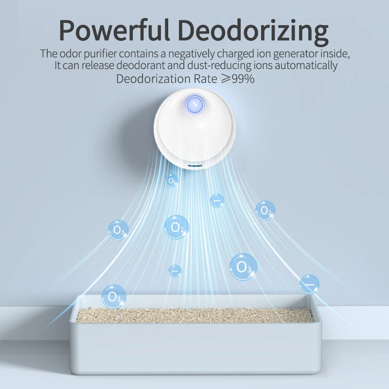 Robeco-purificador de olores inteligente para gatos, caja de arena desodorizante automático para mascotas, 4000mAh - imagen 2