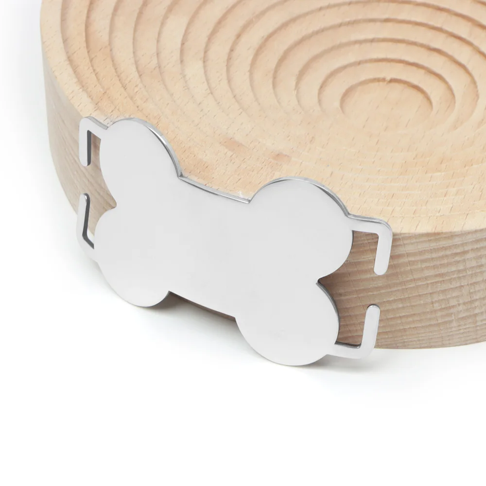Placa de identificación de hueso de acero inoxidable para perro, colgante personalizado para Collar, Dirección de grabado, deslizante, en blanco, 20 piezas - imagen 3