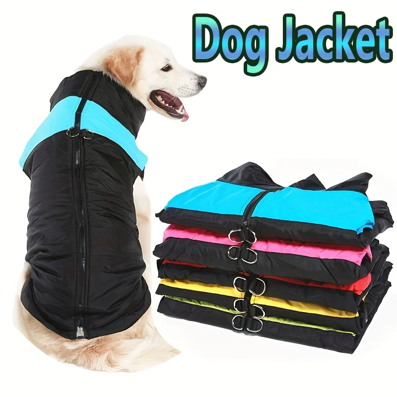 Ropa para perros de 1 pieza, chaleco práctico acolchado cálido de invierno para mascotas, chaqueta con cremallera trasera, abrigo para perros