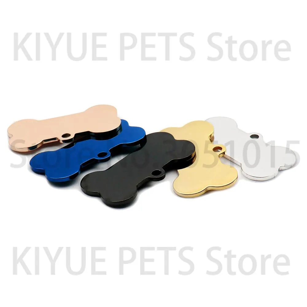 wholesale 100 Uds. Etiqueta de identificación de mascota de hueso en blanco grabado de acero inoxidable suministros para mascotas collar de gato accesorio DIY colgante de nombre personalizado - imagen 2