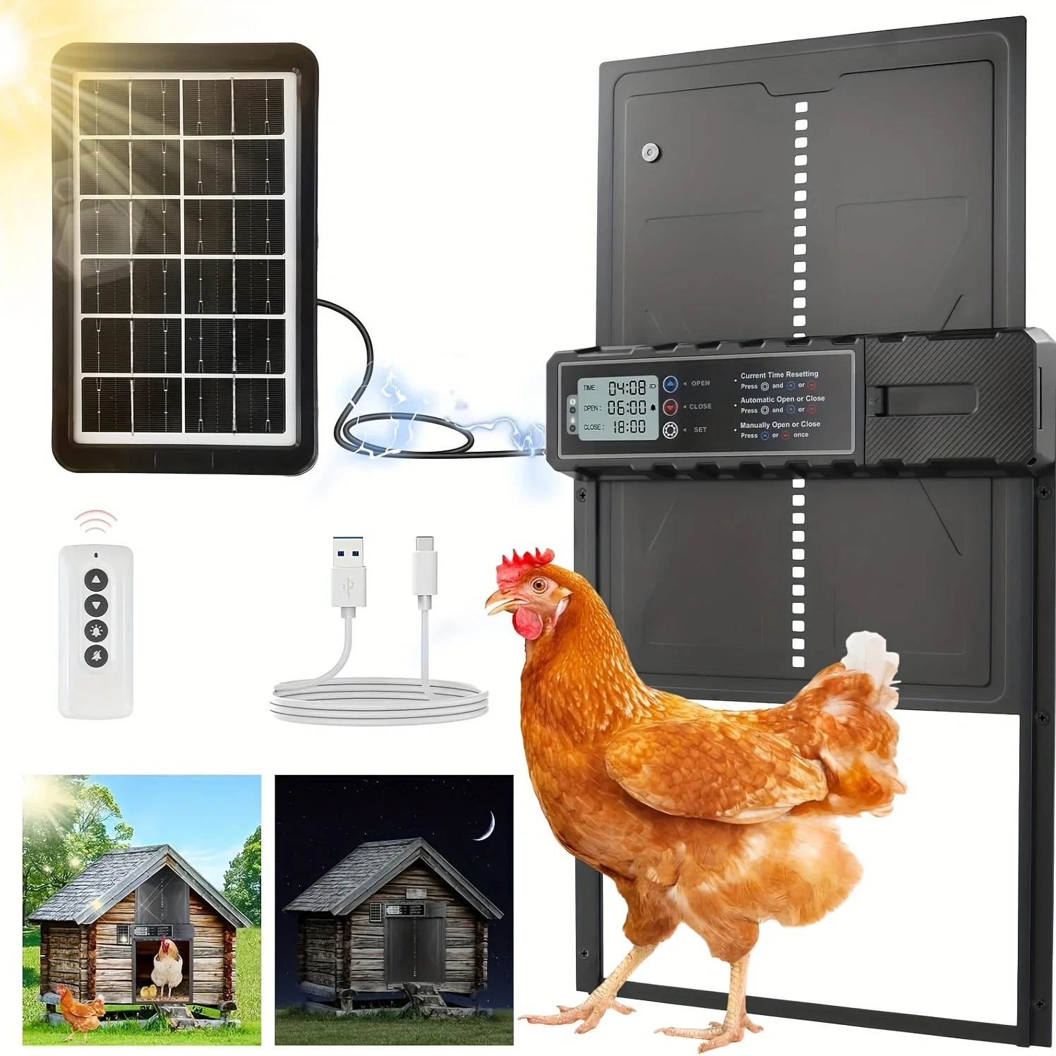 Puerta automática solar para gallinero con temporizador y mando a distancia - imagen 5