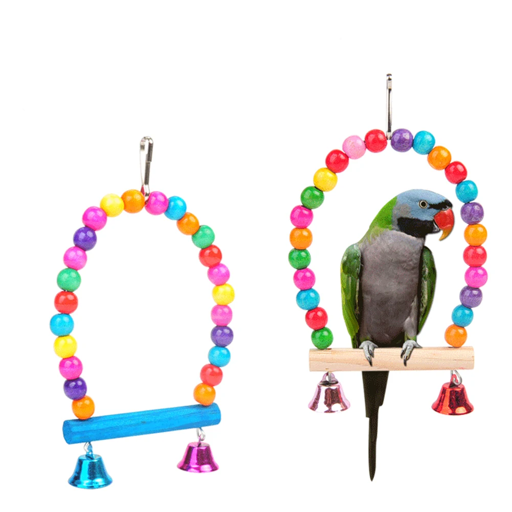 Juguete de entrenamiento de masticación para periquitos, juego de juguetes de combinación para pájaros, jaula para loros, campanas, perca, escalera, juguete para loros pequeños, columpio colgante, hamaca - imagen 4