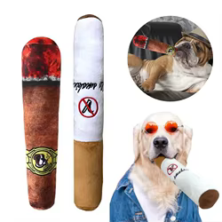 Juguetes Divertidos para mascotas, cigarros de gran humo, sonido de felpa, chirrido, cigarrillos falsos, juguetes para masticar para perros, juego interactivo Molar, juguete para mascotas resistente a mordeduras