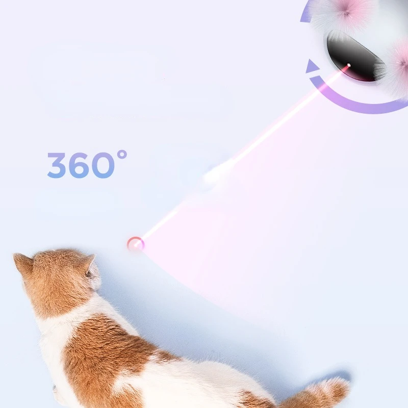 Luz láser giratoria de 360 grados para gato, pluma divertida, suministros para mascotas, juguetes inteligentes, Robot eléctrico, burlas - imagen 4