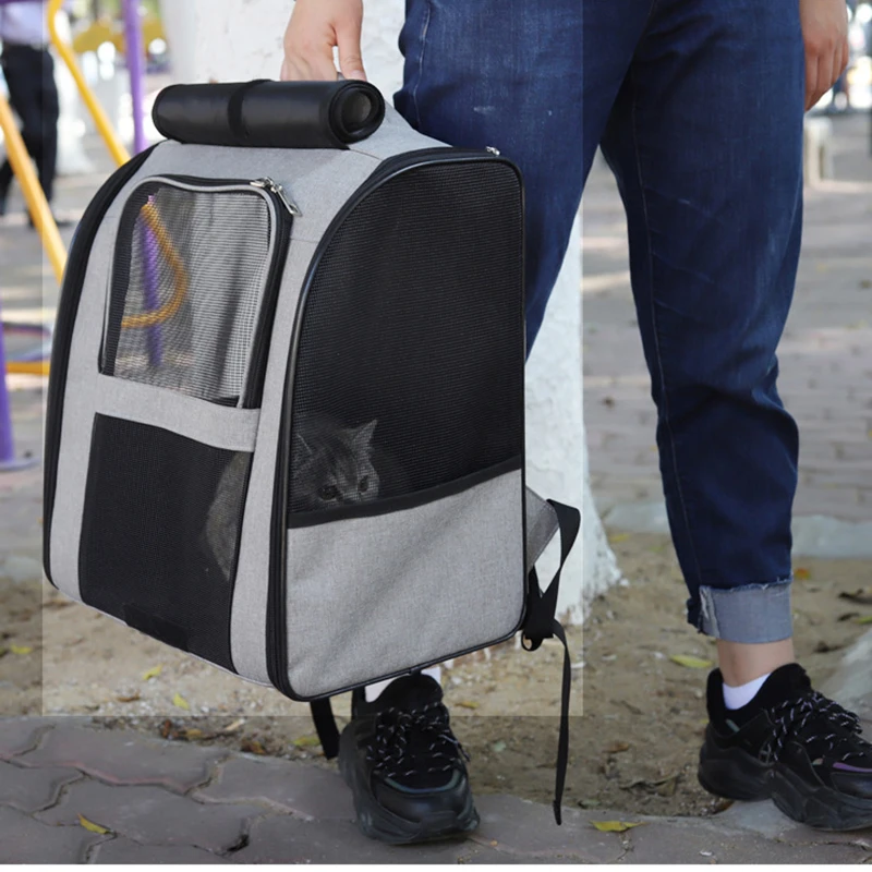 Mochila transportadora para gatos, bolso de hombro transpirable para gatitos y cachorros, mochila portátil para exteriores, suministros de transporte para mascotas - imagen 4