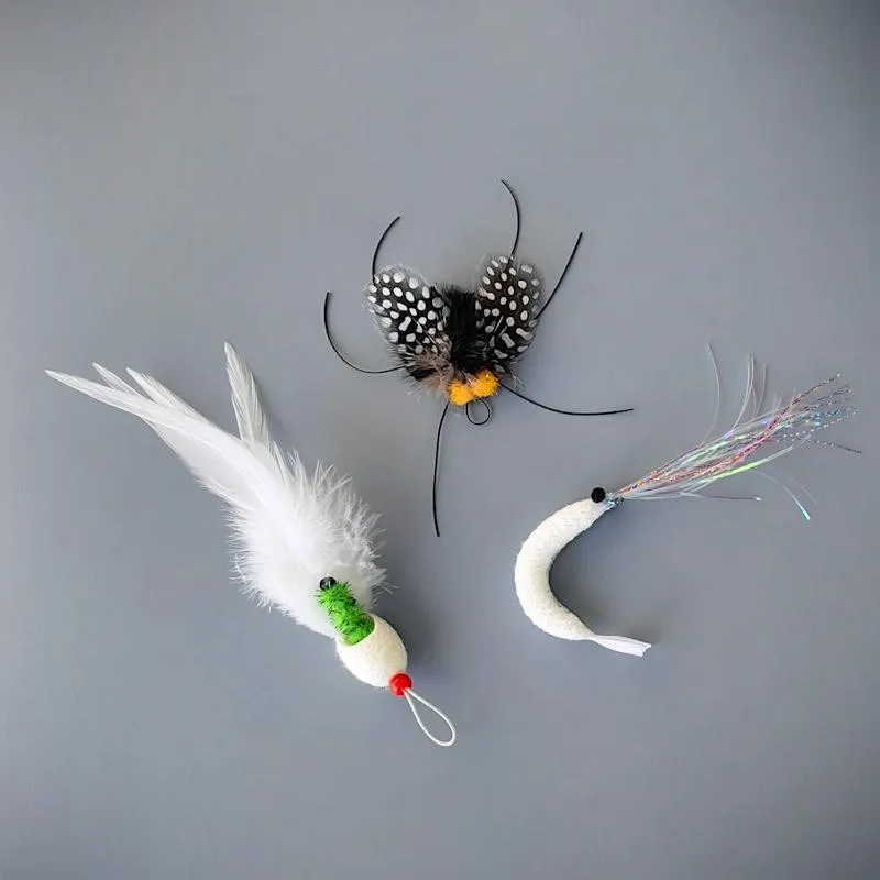 Juguetes para gatos con insectos artificiales, mariposa de colores de estilo aleatorio, borla, cabezal de repuesto, accesorios para juguetes para mascotas - imagen 2