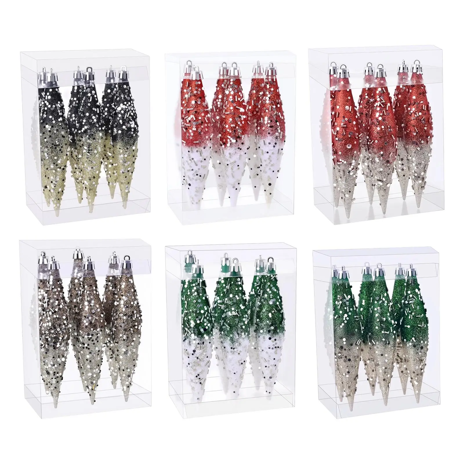 6 Pieces Christmas Droplet Hanging Ornaments Party Favor DIY