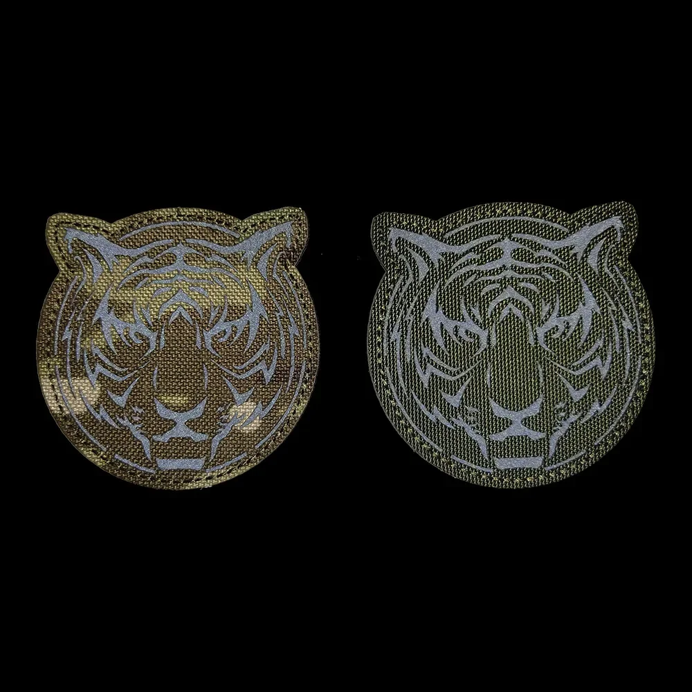 Parche reflectante de cara de leones, insignia para brazalete que brilla en la oscuridad, apliques de adorno, parches tácticos militares de camuflaje - imagen 2