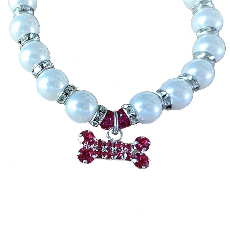 Collar de perlas de lujo para perros pequeños y niñas, Collar ostentoso con diamantes de imitación para cachorros, joyería de cristal, disfraz de gato, accesorios para mascotas - imagen 4