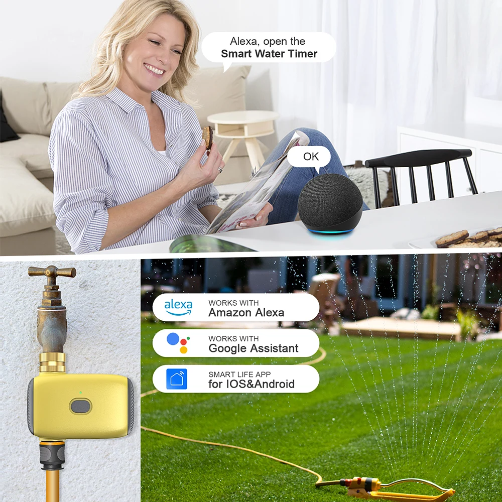 Temporizador de riego Bluetooth, temporizador de riego inteligente, sistema de riego por goteo automático, válvula de agua temporizada, aspersor para césped y jardín