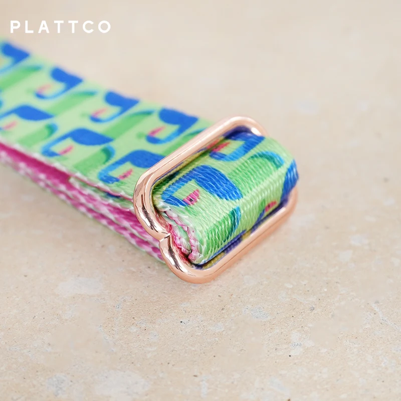 PLATTCO-collar de perro de diseño único, estampado de patrón de pavo real bailando con hebilla de oro rosa de alta calidad, 5 tamaños, PDC314RG - imagen 4