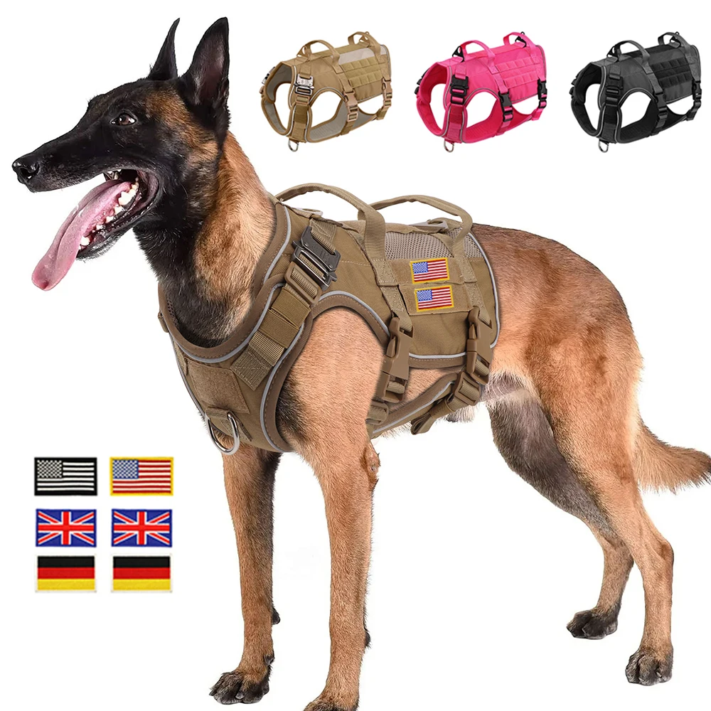 Arnés táctico militar para perros, chaleco reflectante para mascotas, chalecos de entrenamiento duraderos para perros, ajustables para perros medianos y grandes, Pitbull