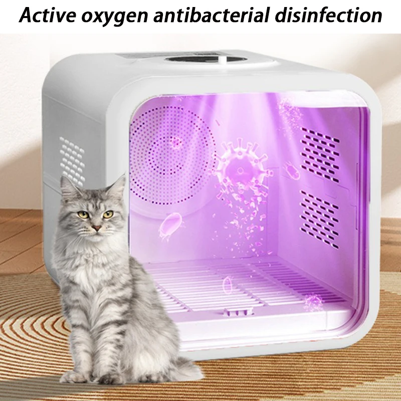 Caja de secado para mascotas de gran espacio, 1200W, 53L, secador de pelo automático para perros y gatos, secadora silenciosa, desinfección antibacteriana, secadores para perros - imagen 3