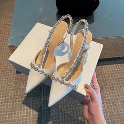 Zapatos tacón lujo mujer boda sandalias verano blanco negro
