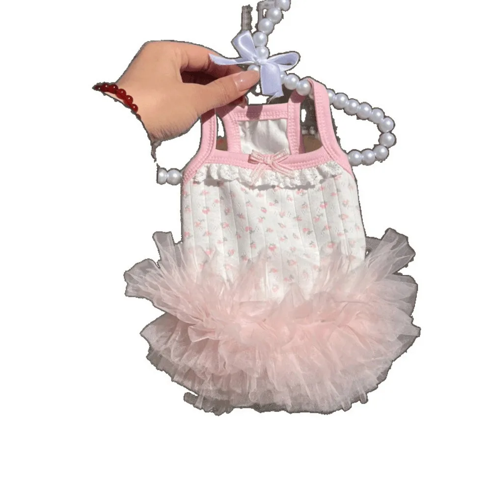 Vestido de tirantes para perro/gato de primavera para mascotas, estilo princesa, Teddy Yorkshire, vestido de malla abombada, vestidos bonitos para perros pequeños - imagen 5