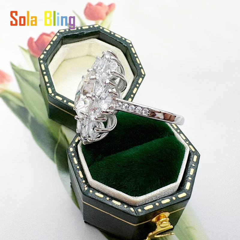 Anillo de moissanita Sola-Bling de 5 quilates, anillos de plata de ley 925 con certificado Gra para mujer, joyería elegante de regalo para fiesta - imagen 3