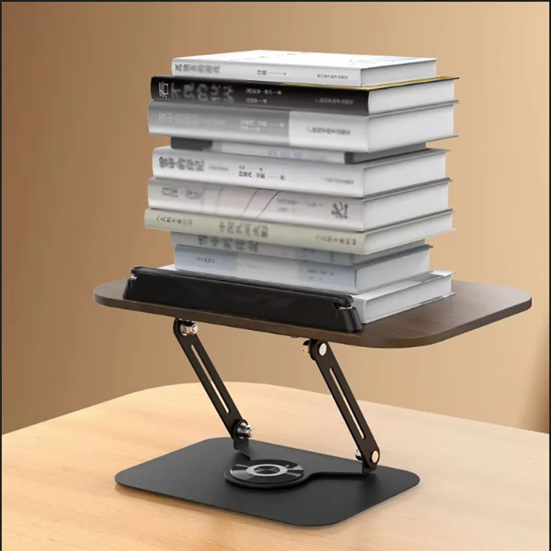 Soporte para libros de lectura, soporte para ordenador portátil con 360 °   Panel de madera con base giratoria y clips de página plegables y ángulos para libros de texto - imagen 2