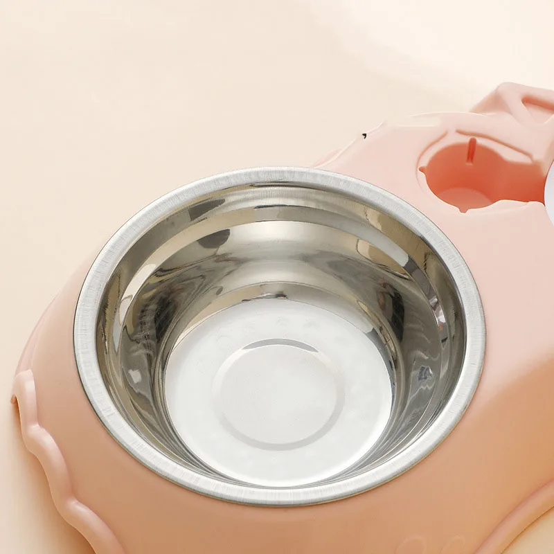Pet Cat Bowl Automatic Feeder Water Dispenser Dog Cat Food Bowl with Drinking Raised Stand Double Dish Bowls for Cats Dogs Pet - imagen 2
