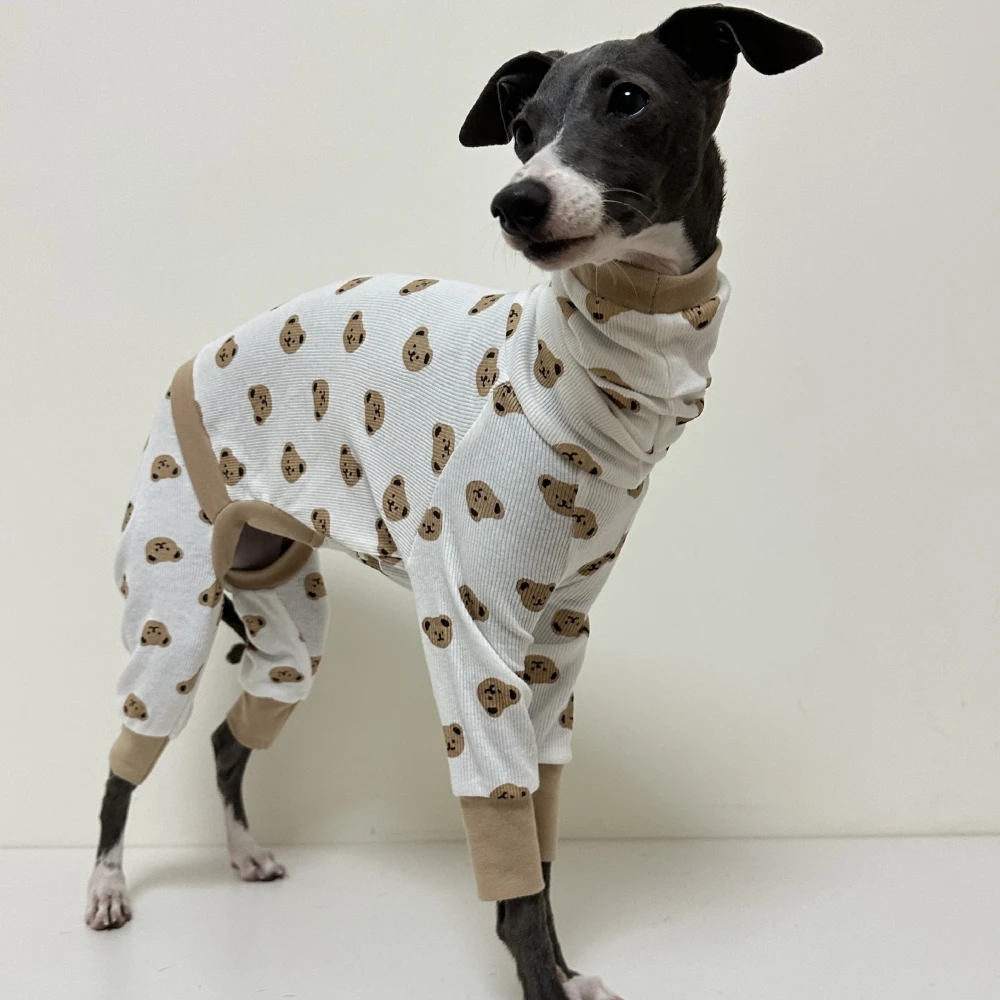 Mono caqui de 4 patas para Little Greyhound Camiseta transpirable de algodón suave de verano para cachorros Whippet/Bellington Medium Dog Spring Coat - imagen 2