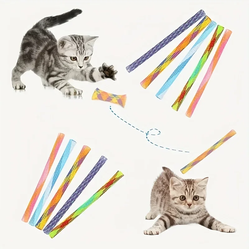 Varitas de resorte interactivas para gatos – Tubos plegables multicolor - imagen 4