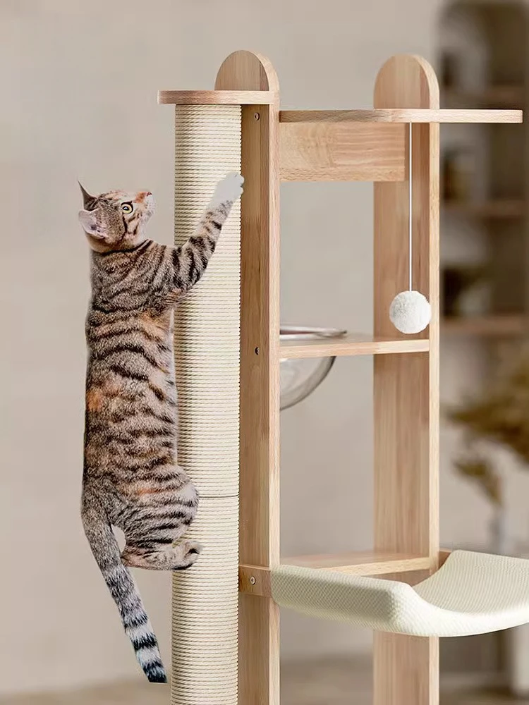 Estante de escalada para gatos de madera maciza, nido de árbol, plataforma integrada, cápsula de Sisal, marco de escalada Vertical, productos de muebles para mascotas - imagen 2