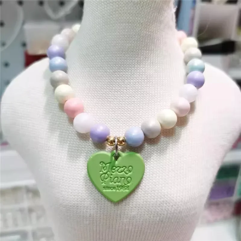 Collar de perro con cuentas de macarrón hecho a mano, Collar ajustable de Estilo Princesa para decoraciones de perros y gatos, colgante de melocotón con piedras preciosas de flores - imagen 2