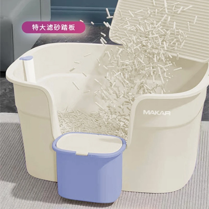 Caja de arena para gatos grande semicerrada antiderrames cómoda - imagen 4