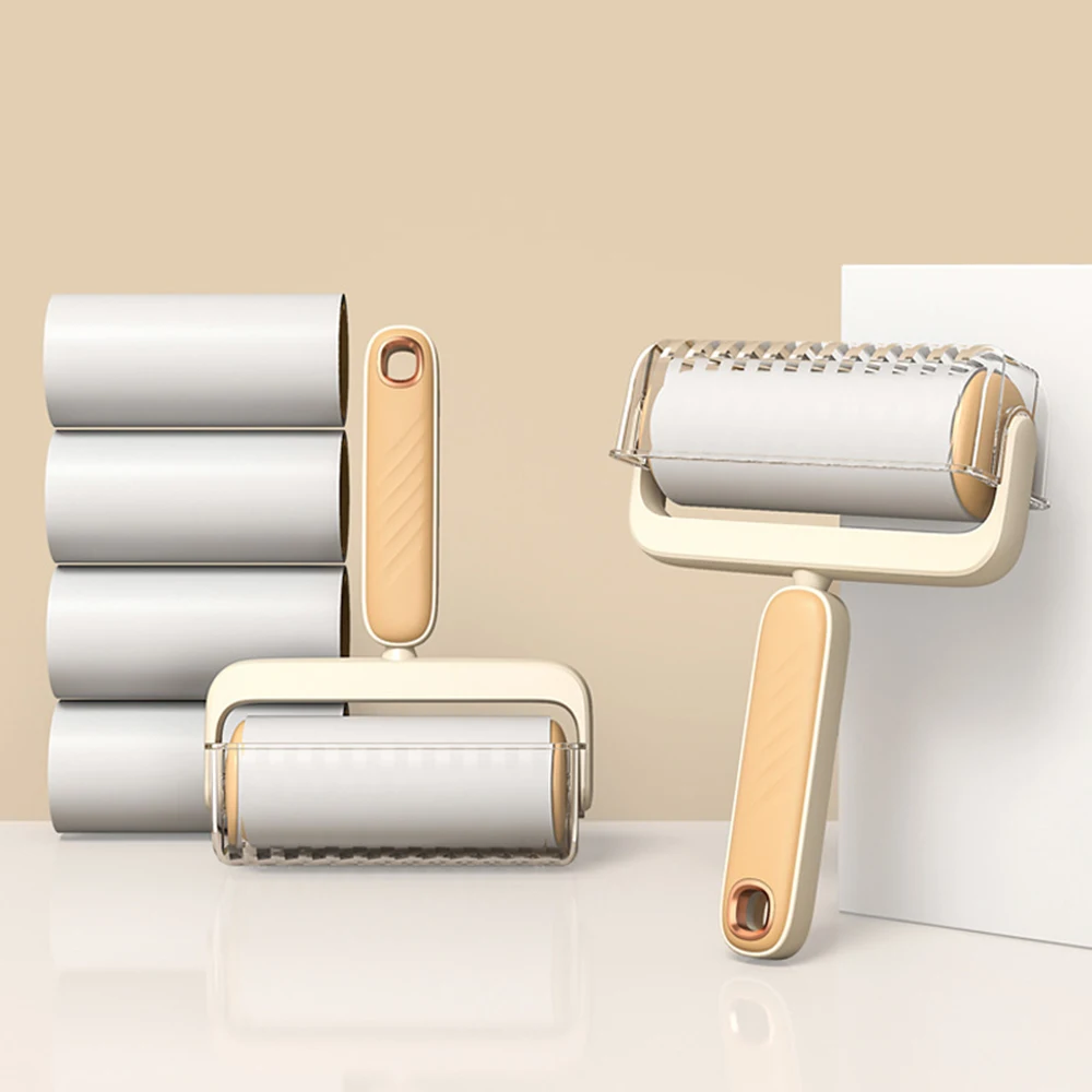 Rodillo de papel pegajoso para quitar el polvo, cepillo removedor de pelo de mascotas, núcleo reemplazable para limpieza de alfombras y ropa, superficie de gran tamaño, 10cm - imagen 2