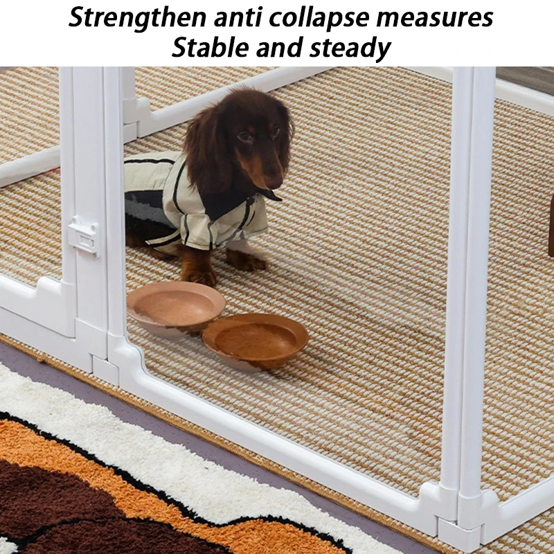 Valla transparente para perros de 70CM de alto, prevención de colisiones de peluche pequeño, paneles de puerta para valla para perros, jaula portátil para mascotas para interiores - imagen 5