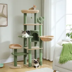 Árbol rascador alto con hamaca para gatos grandes – Torre multi-nivel