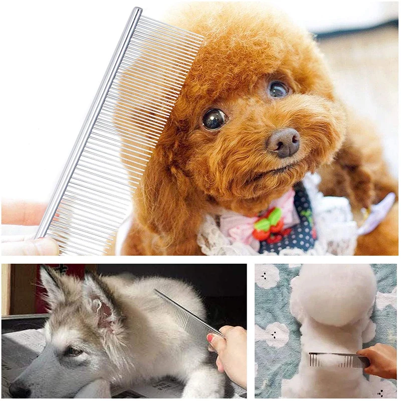 Peine deslanador de acero inoxidable para gatos y perros - pelaje - imagen 2