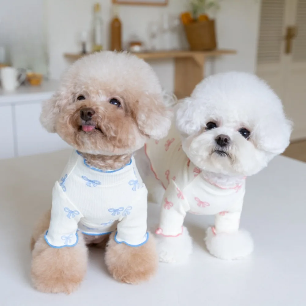 Camisa con lazo para otoño/invierno para mascotas, Sudadera con capucha para mascotas, Teddy Bichon, gato, Pomerania, ropa para cachorros y perros pequeños, suéter para perros, ropa de invierno - imagen 3