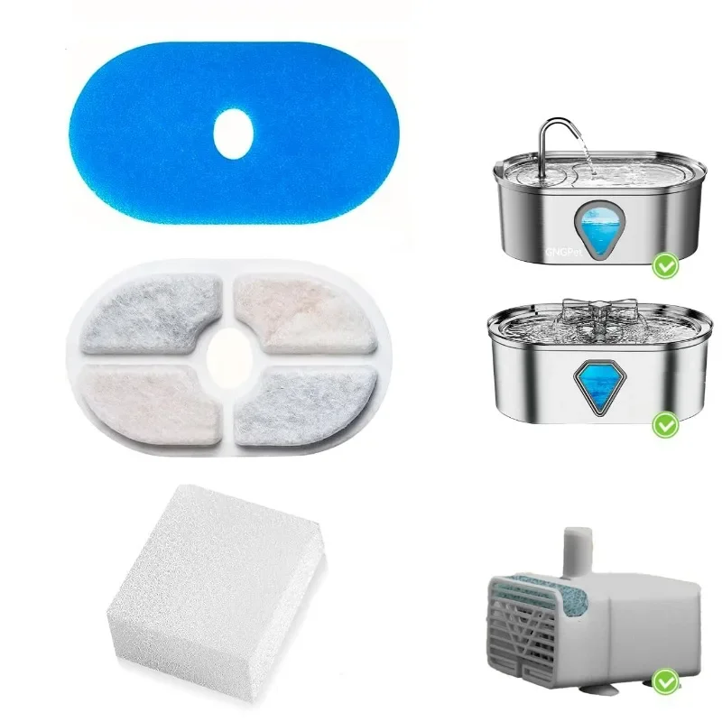 Paquete de 4 filtros de repuesto compatibles con dispensadores de agua para mascotas de acero inoxidable WF170, WF280, fuente para gatos de 118 oz/3,5 L